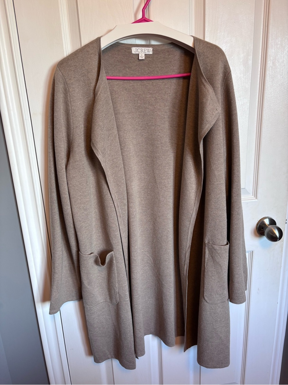 J.Crew Juliette Collarless Sweater Blazer Cardigan Jacket Heather Khaki Tan XL